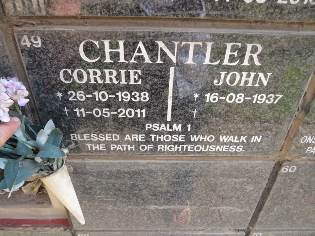 CHANTLER John 1937- &amp; Corrie 1938-2011