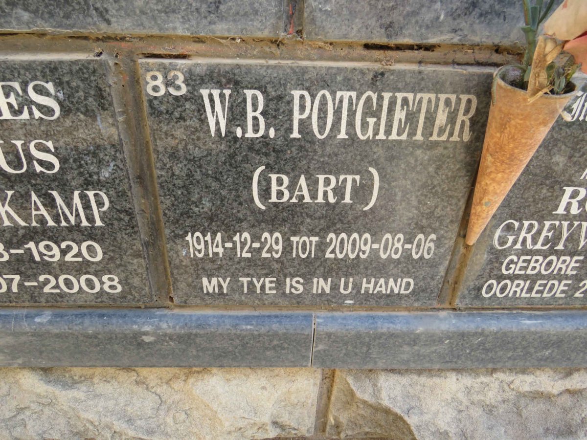 POTGIETER W.B. 1914-2009