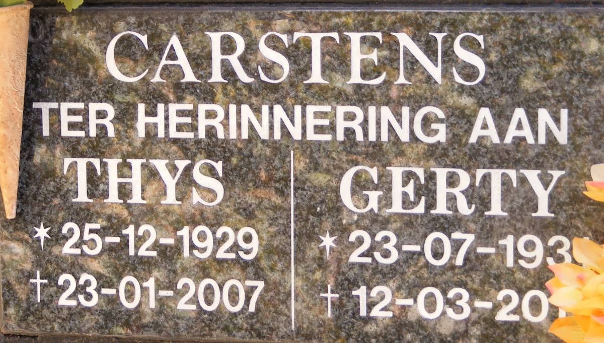 CARSTENS Thys 1929-2007 &amp; Gerty 1931-2011