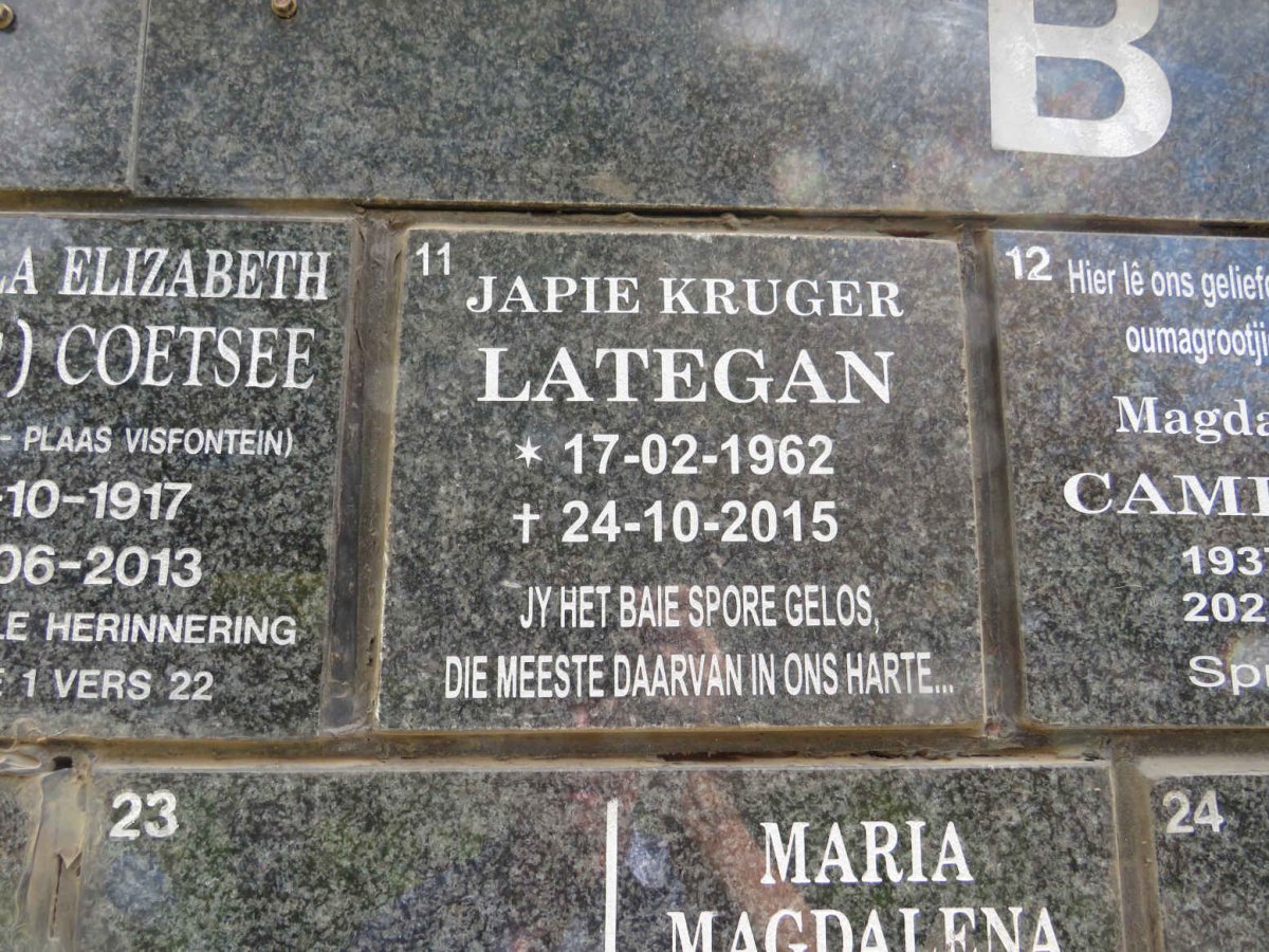 LATEGAN Japie Kruger 1962-2015