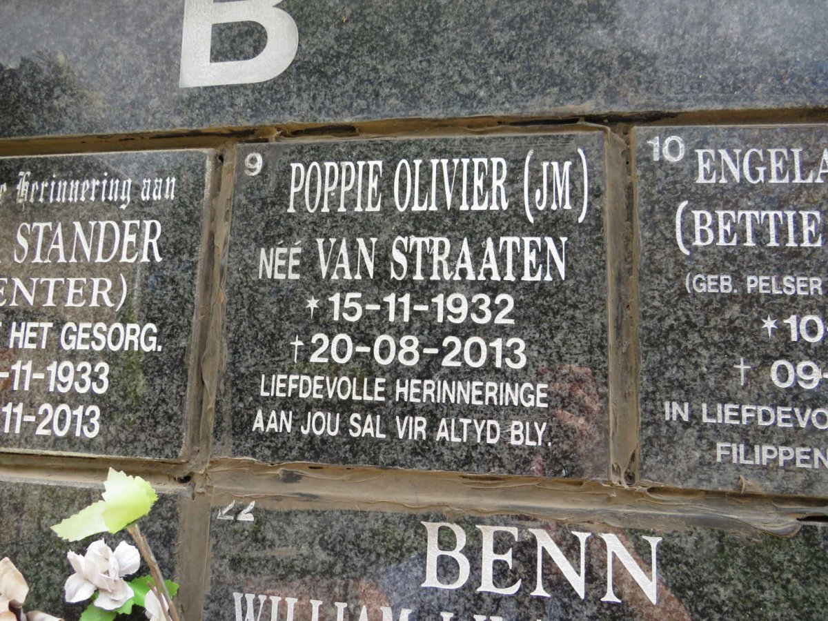 OLIVIER J.M. nee VAN STRAATEN 1932-2013