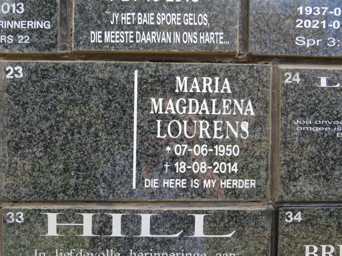 LOURENS Maria Magdalena 1950-2014