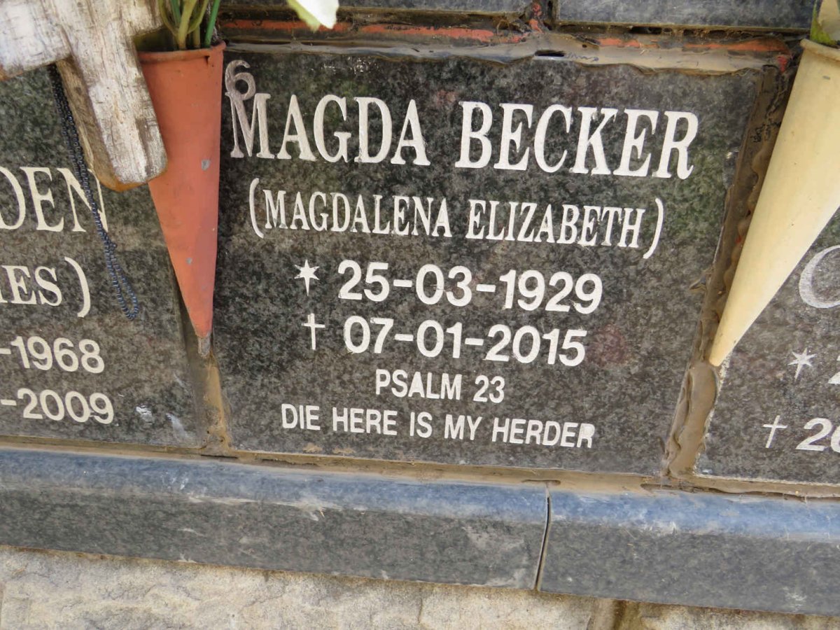 BECKER Magdalena Elizabeth 1929-2015
