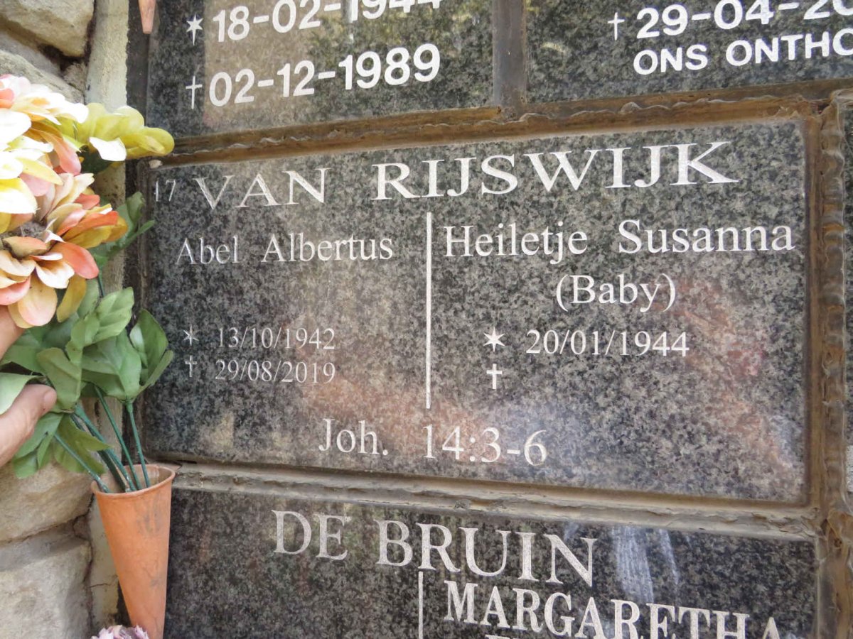 RIJSWIJK Abel Albertus, van 1942-2019 &amp; Heiletje Susanna 1944-