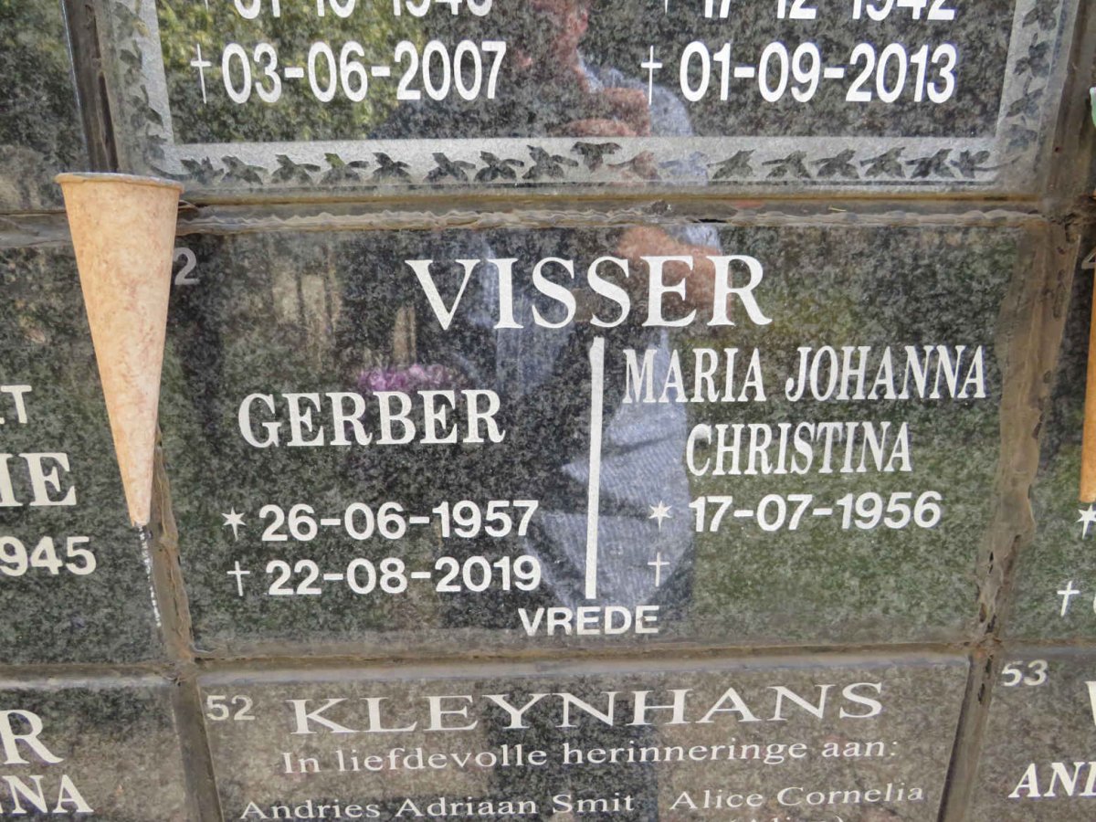 VISSER Gerber 1957-2019 &amp; Maria Johanna Christina 1956-