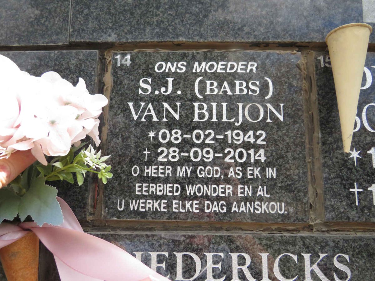 BILJON S.J., van 1942-2014