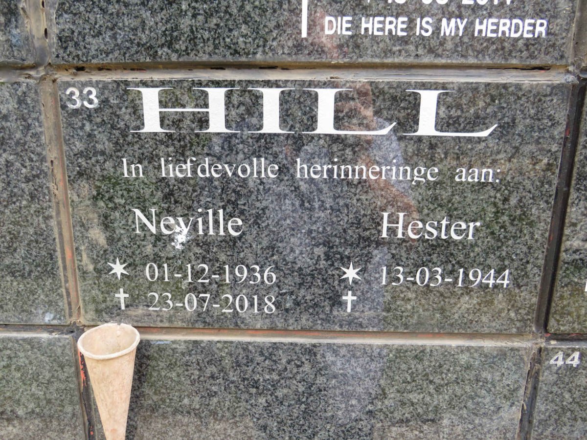 HILL Neville 1936-2018 &amp; Hester 1944-