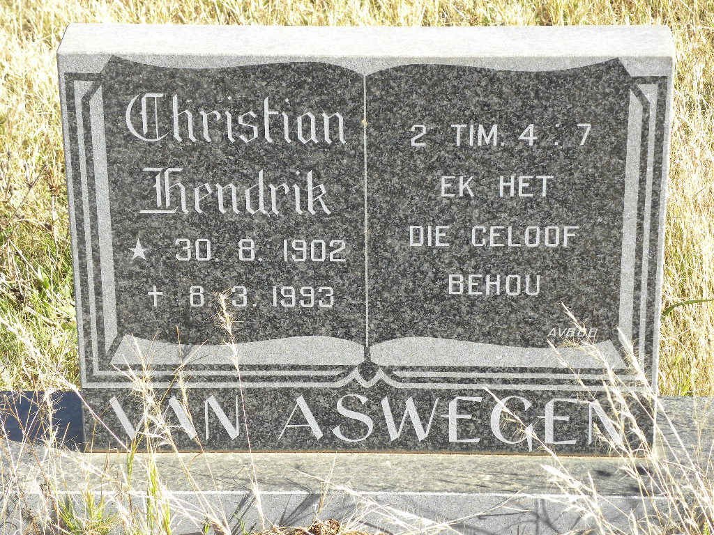 ASWEGEN Cristiaan Hendrik, van 1902-1993