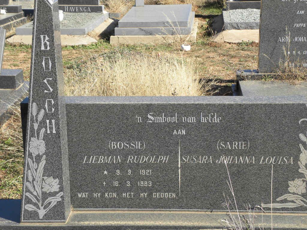 BOSCH Liebman Rudolph 1921-1983 &amp; Susara Johanna Louisa 