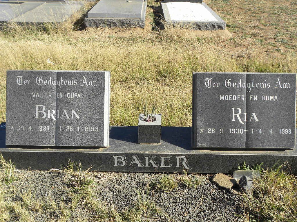 BAKER Brian 1937-1993 &amp; Ria 1938-1998
