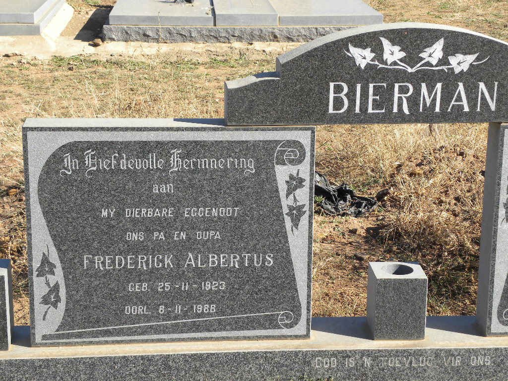 BIERMAN Frederick Albertus 1923-1988