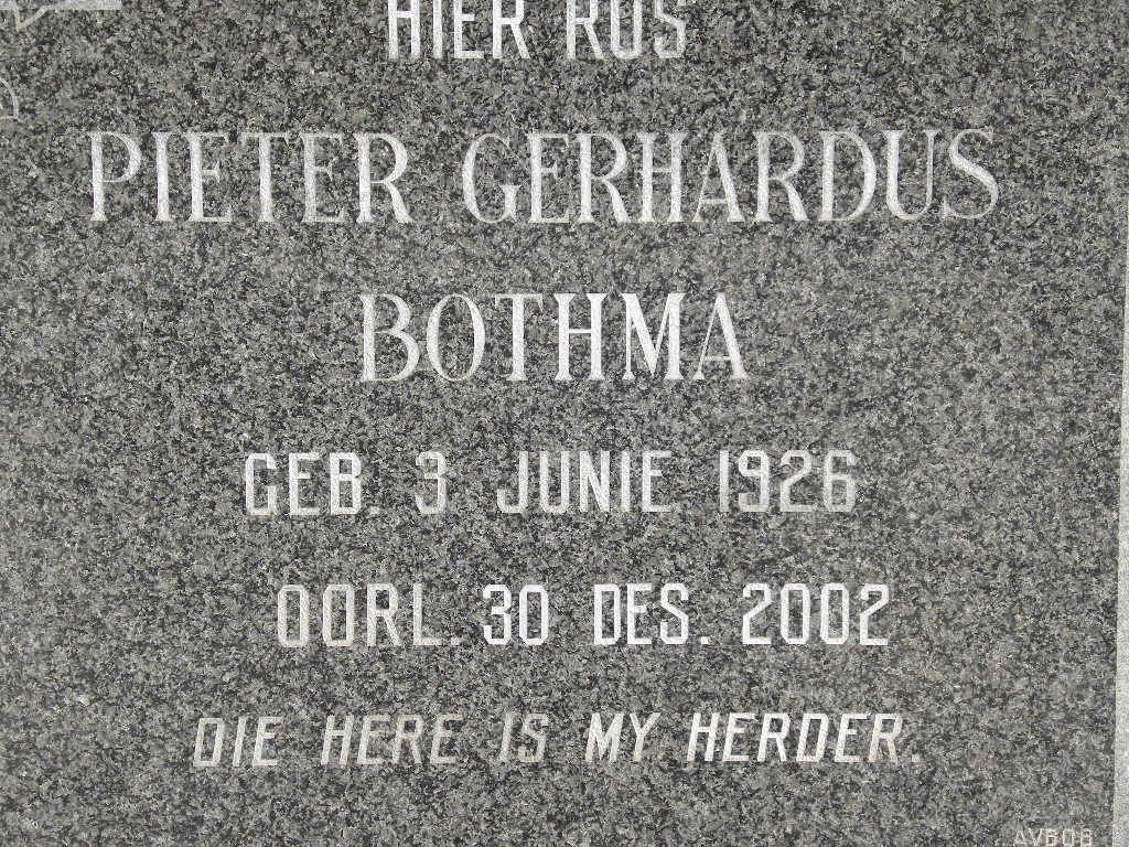 BOTHMA Pieter Gerhardus 1926-2002