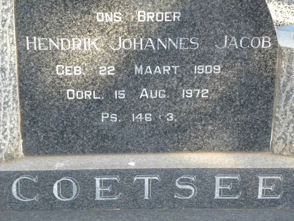 COETSEE Hendrik Johannes Jacob 1909-1972