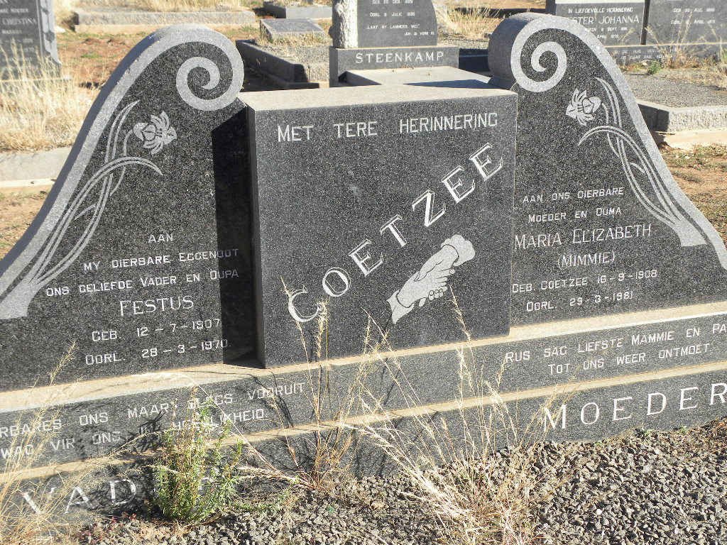 COETZEE Festus 1907-1970 &amp; Maria Elizabeth COETZEE 1908-1981