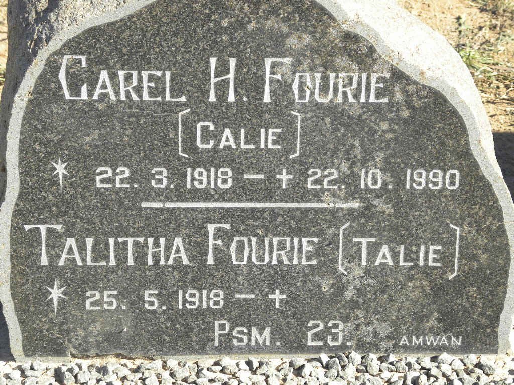 Fourie Carel H. 1918-1990 &amp; Talitha 1918-