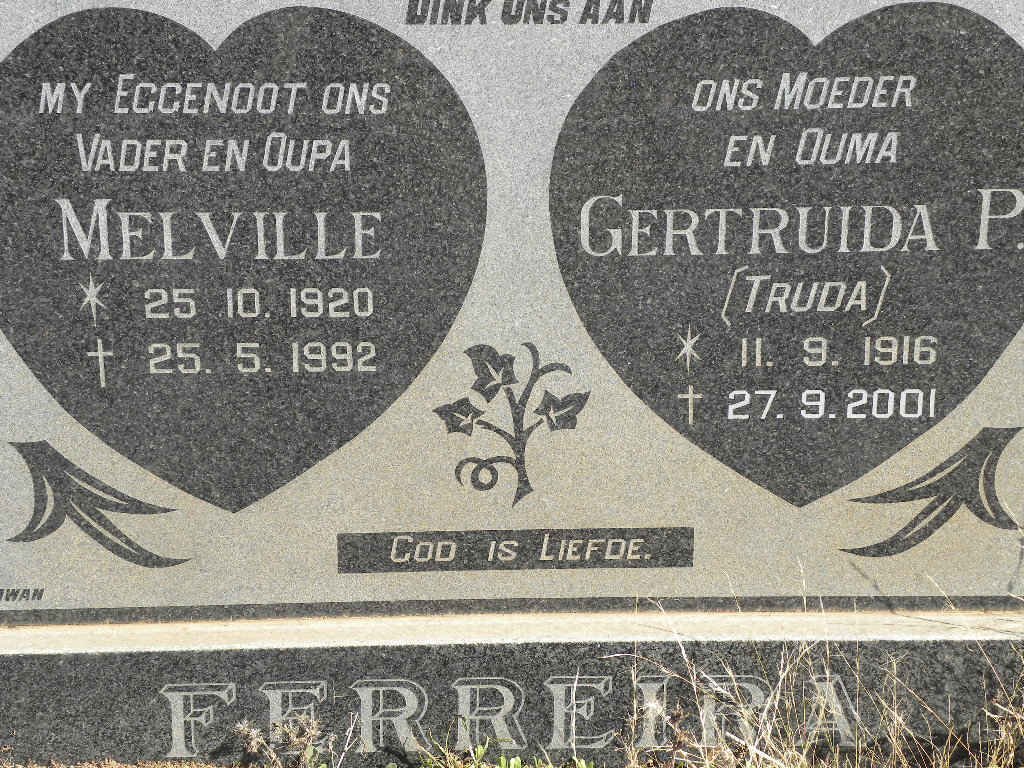 FERREIRA Melville 1920-1992 &amp; Gertruida P.1916-2001