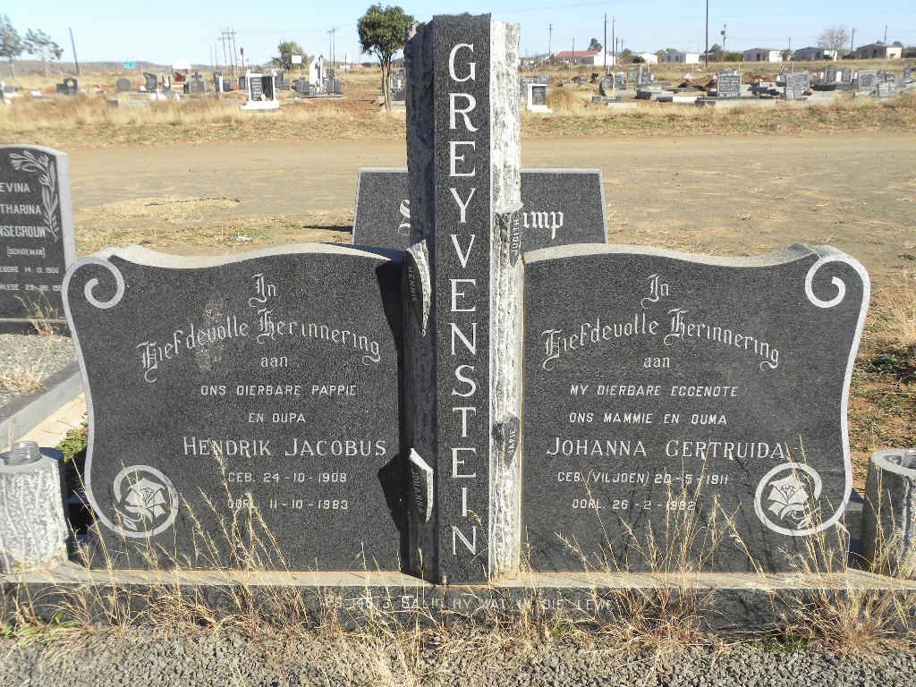 GREYVENSTEIN Hendrik Jacobus 1908-1983 &amp; Johanna Gertruida VILJOEN 1911-1992