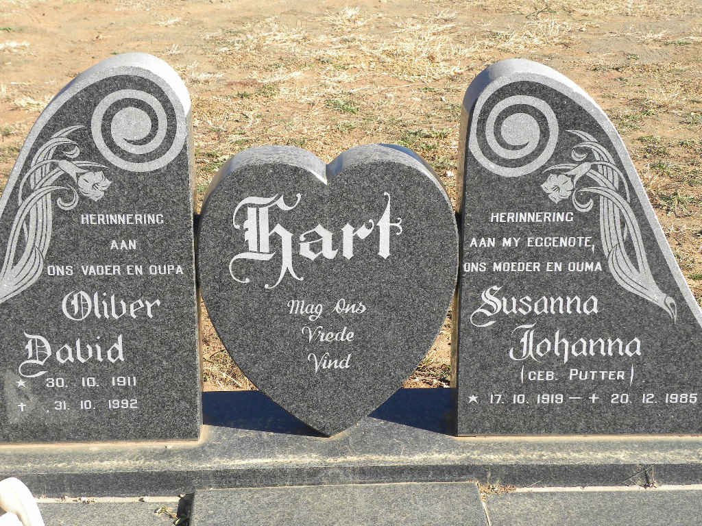 HART Oliver David 1911-1992 &amp; Susanna Johanna PUTTER 1919-1985