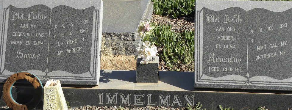 IMMELMAN Gawie 1923-1995 &amp; Renschie CLOETE 1930-