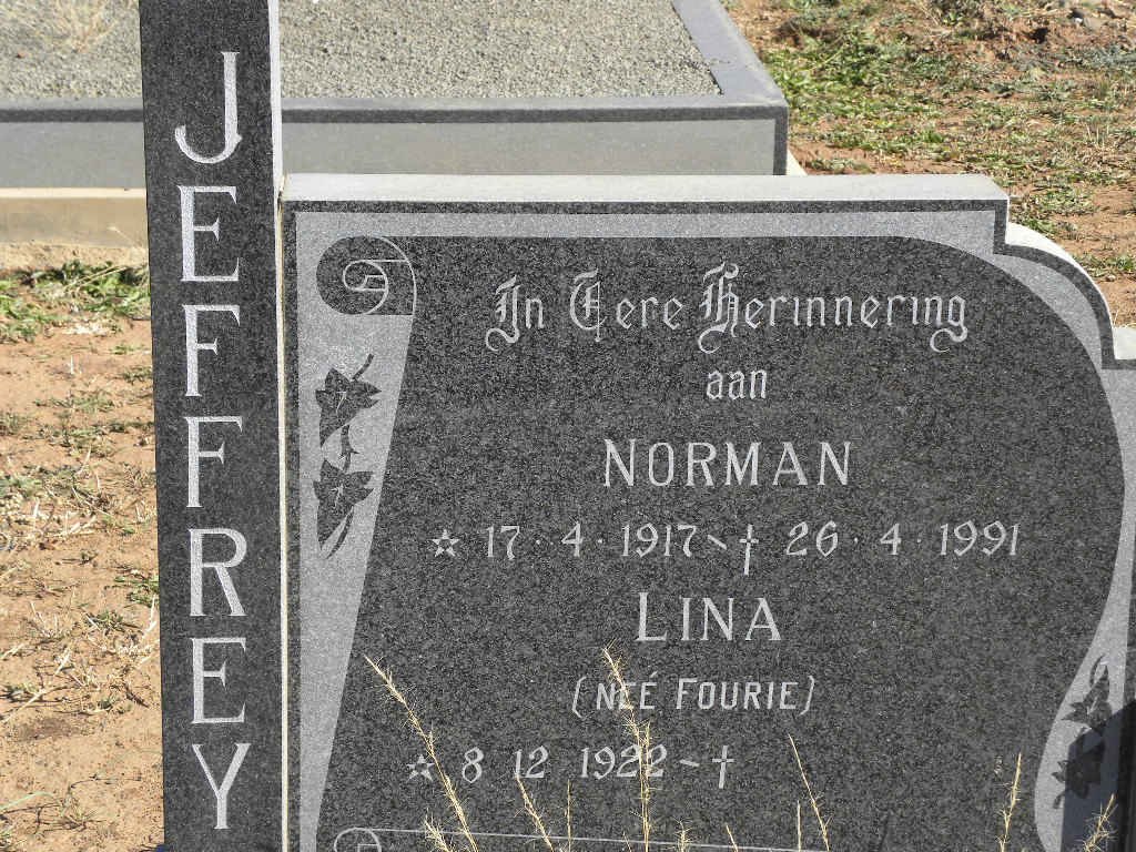JEFFREY Norman 1917-1991 &amp; Lina FOURIE 1922-