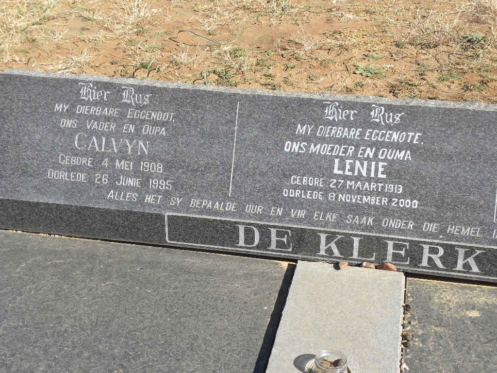 KLERK Calvyn, de 1908-1995 &amp; Lenie 1913-2000