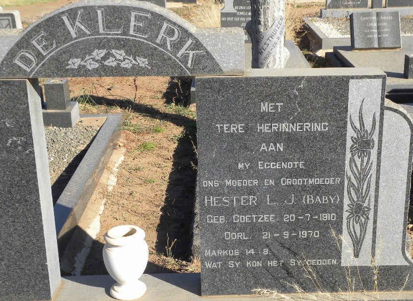 KLERK Hester L.J., de nee COETZEE 1910-1970