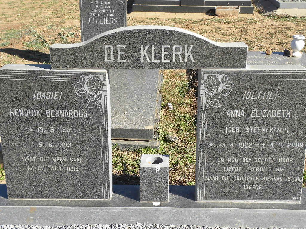 KLERK Hendrik Bernardus, de 1918-1983 &amp; Anna Elizabeth STEENEKAMP 1922-2009