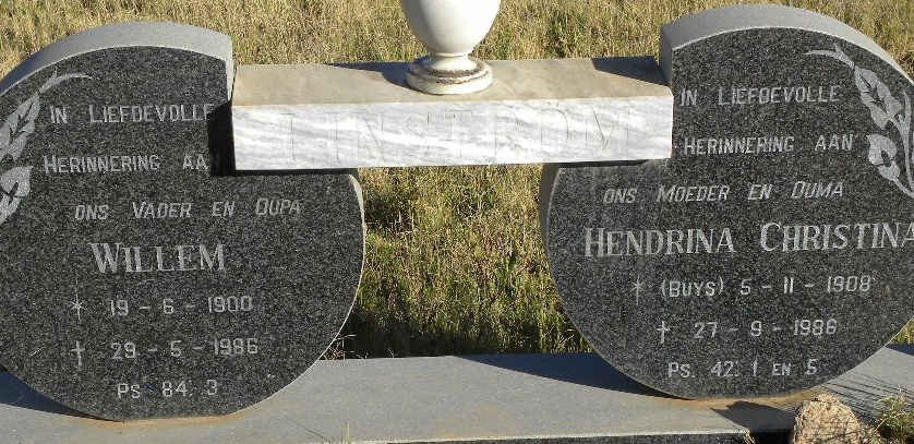 LINSTROM Willem 1900-1986 &amp; Hendrina Christina BUYS 1908-1986