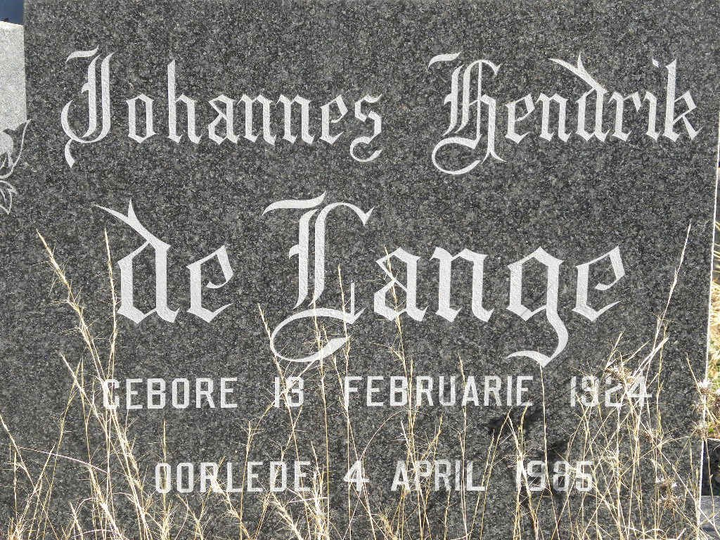 LANGE Johannes Hendrik, de 1924-1985