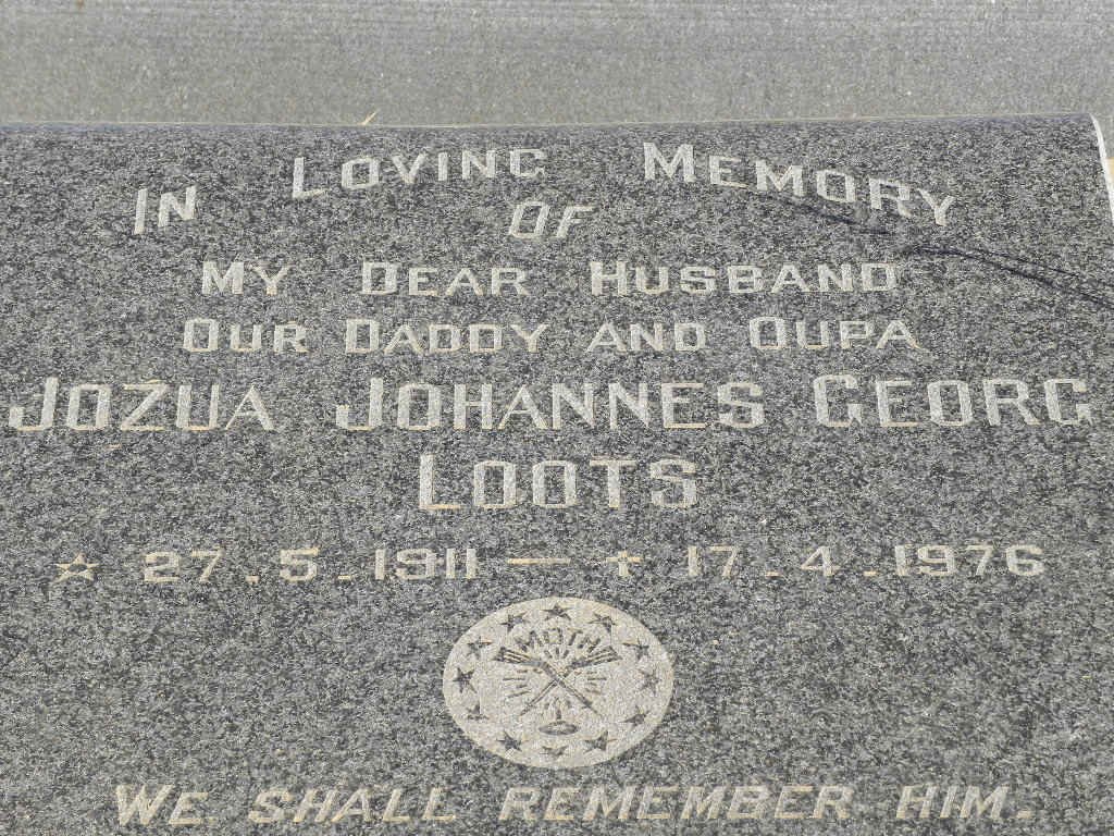 LOOTS Jozua Johannes Georg 1911-1976