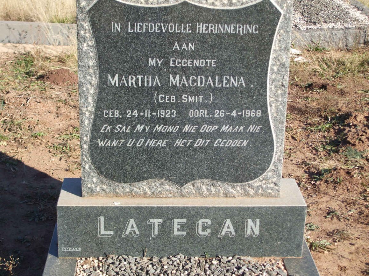 LATEGAN Martha Magdalena nee SMIT 1923-1968