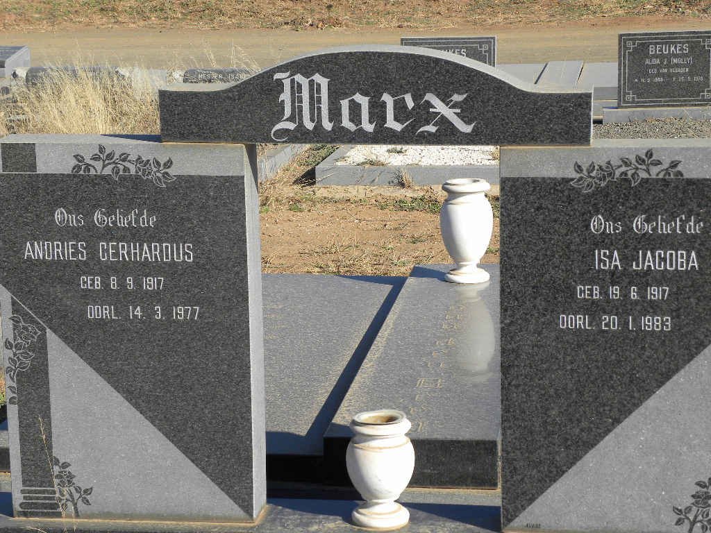 MARX Andries Gerhardus 1917-1977 &amp; Isa Jacoba 1917-1983