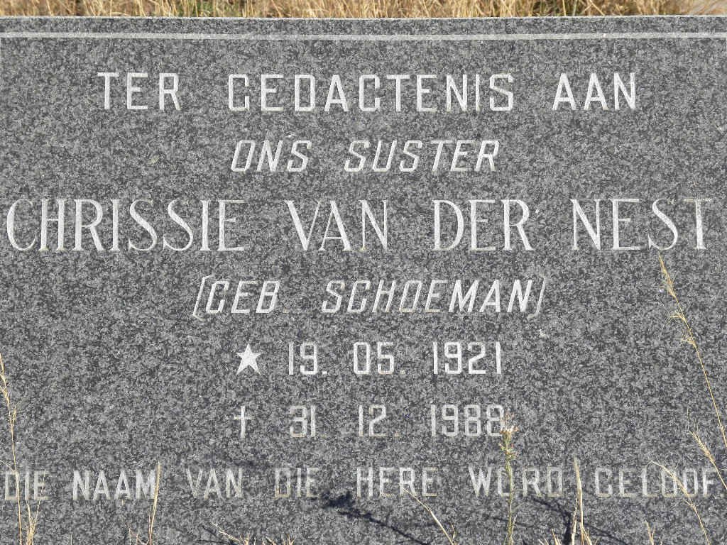 NEST Chrissie, van der nee SCHOEMAN 1921-1988