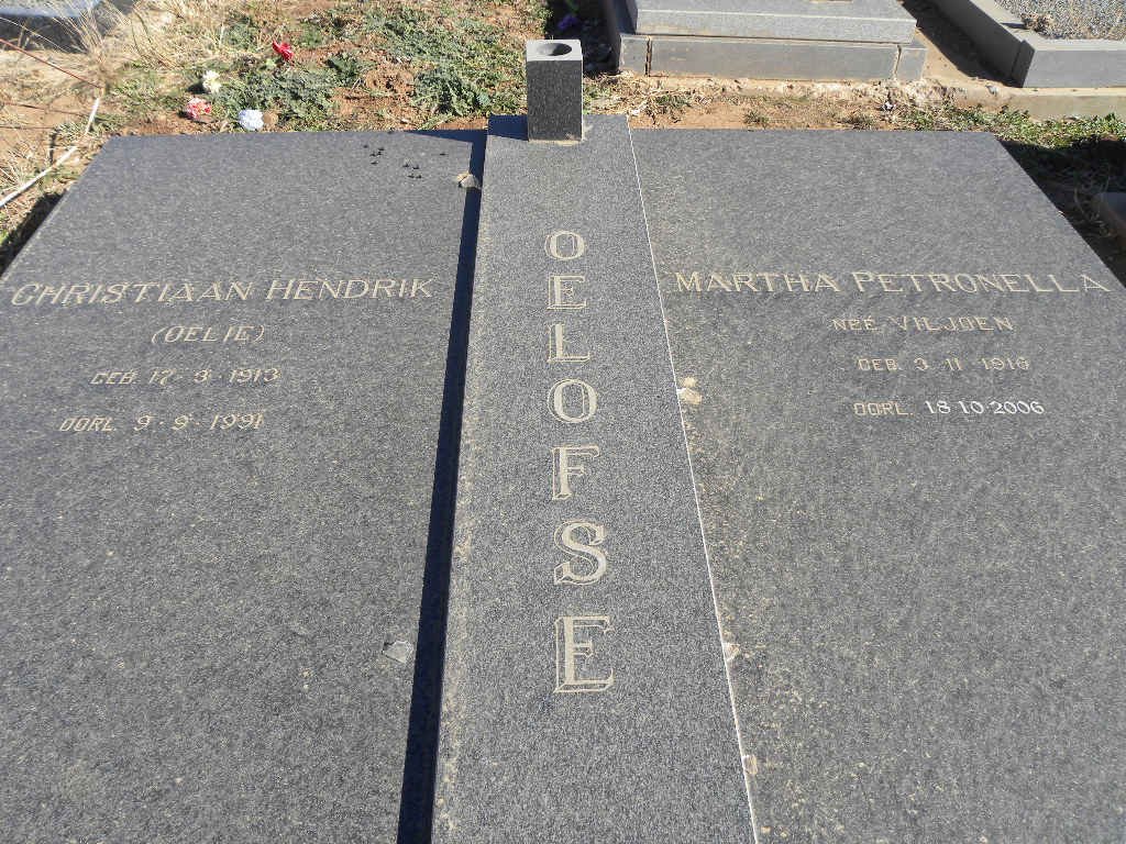 OELOFSE Christiaan Hendrik 1913-1991 &amp; Martha Petronella VILJOEN 1916-2006