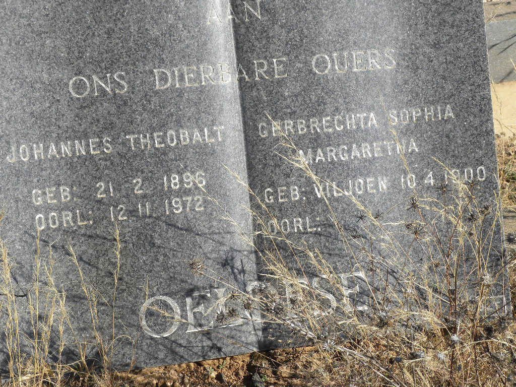OELOFSE Johannes Theobalt 1896-1972 &amp; Gerbrechta Sophia Margaretha VILJOEN 1900-