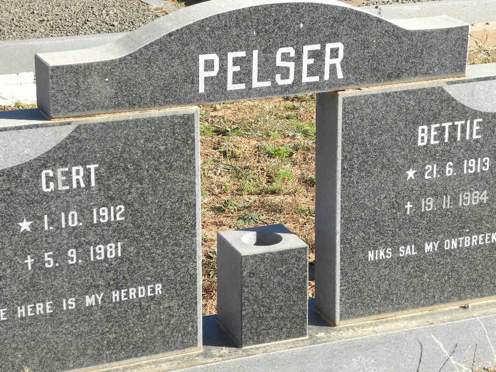 PELSER Gert 1912-1981 &amp; Bettie 1913-1984