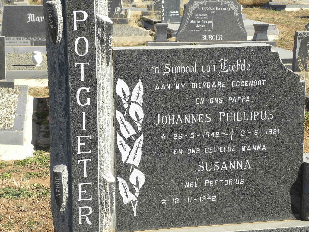 POTGIETER Johannes Phillipus 1942-1981 &amp; Susanna PRETORIUS 1942-