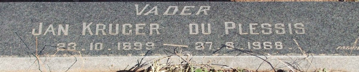 PLESSIS Jan Kruger, du 1899-1968