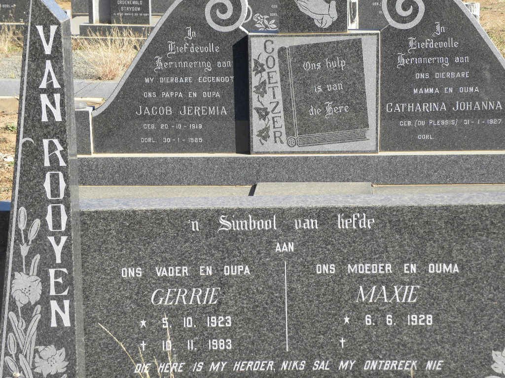 ROOYEN Gerrie, van 1923-1983 &amp; Maxie 1928-