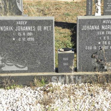 SMITH Hendrik Johannes De Wet 1901-1990 &amp; Johanna Maria Elizabeth GREYLING 1907-1973