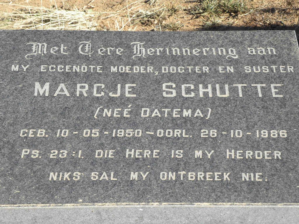 SCHUTTE Margje nee DATEMA 1950-1986