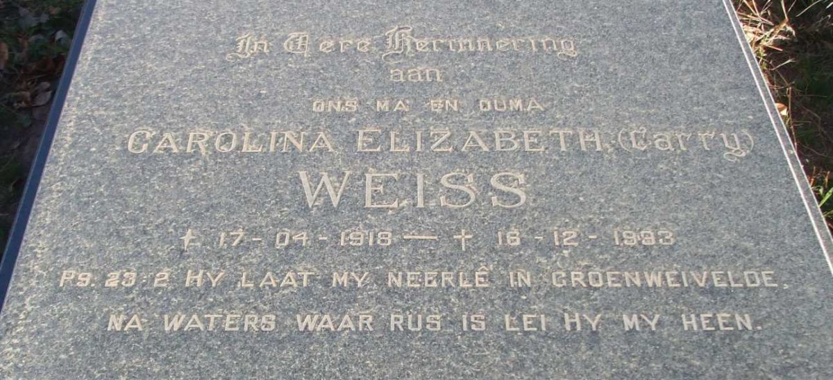 WEISS Carolina Elizabeth 1918-1993