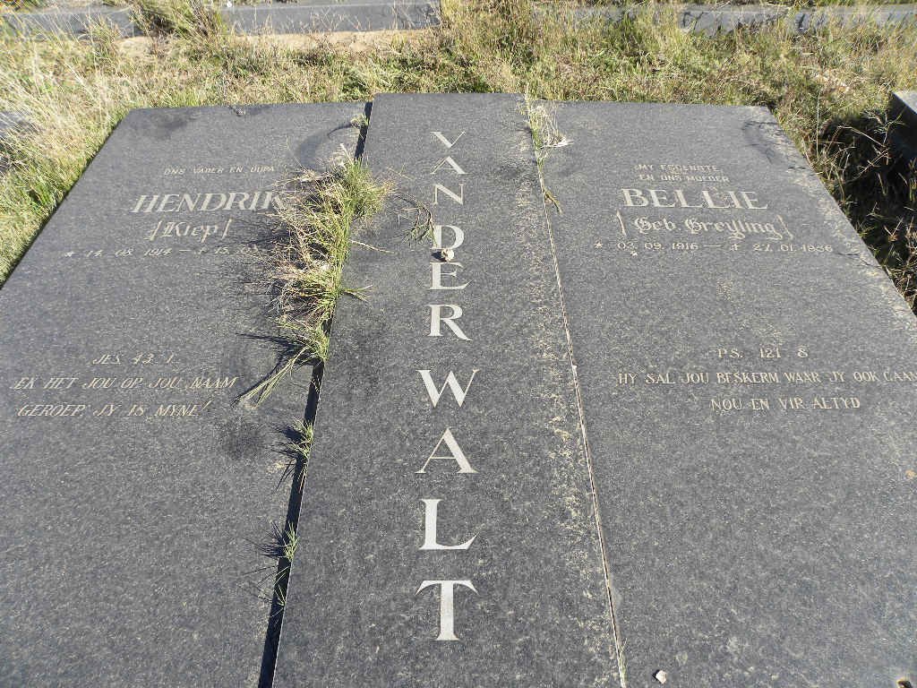 WALT Hendrik, van der 1914-19? &amp; Bellie GREYLING 1916-1986