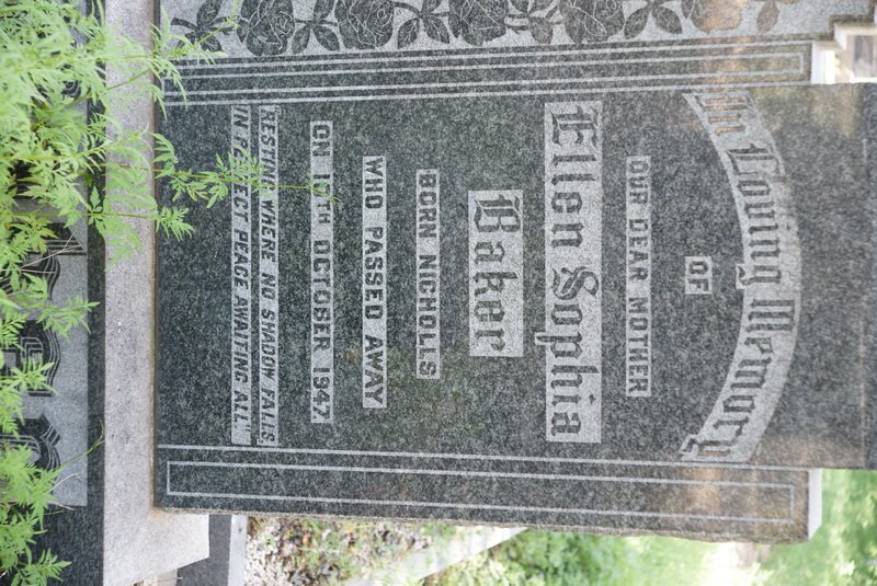 BAKER Ellen Sophia nee NICHOLLS -1947