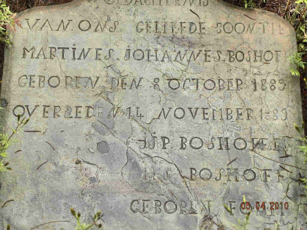 BOSHOFF Martines Johannes 1889-1889