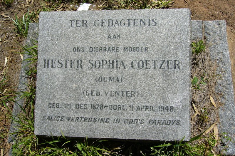 COETZER Hester Sophia nee VENTER 1878-1948