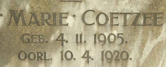 COETZEE Marie 1905-1920