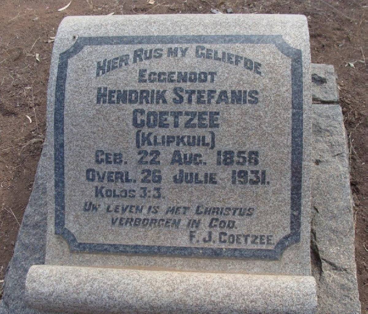 COETZEE Hendrik Stefanis 1856-1931