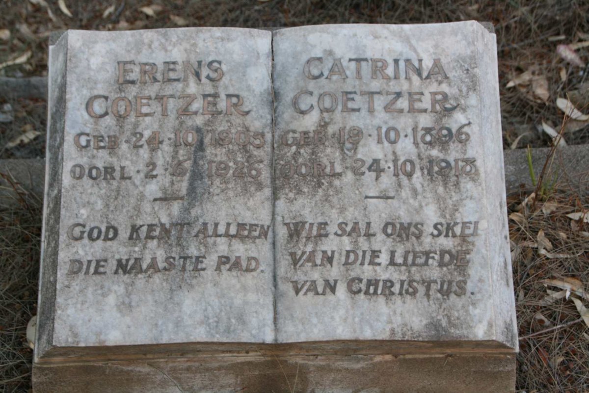 COETZER Erens 1905-1926 &amp; Catrina 1896-1918