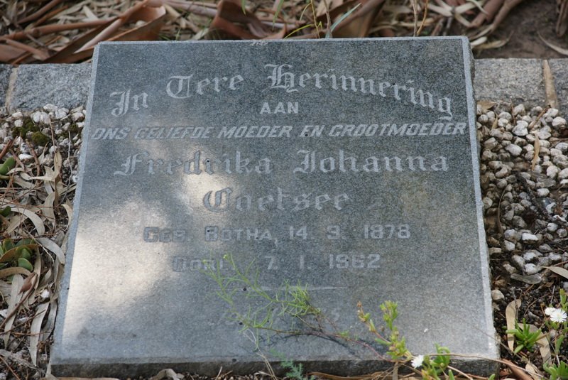 COETSEE Fredrika Johanna nee BOTHA 1878-1962